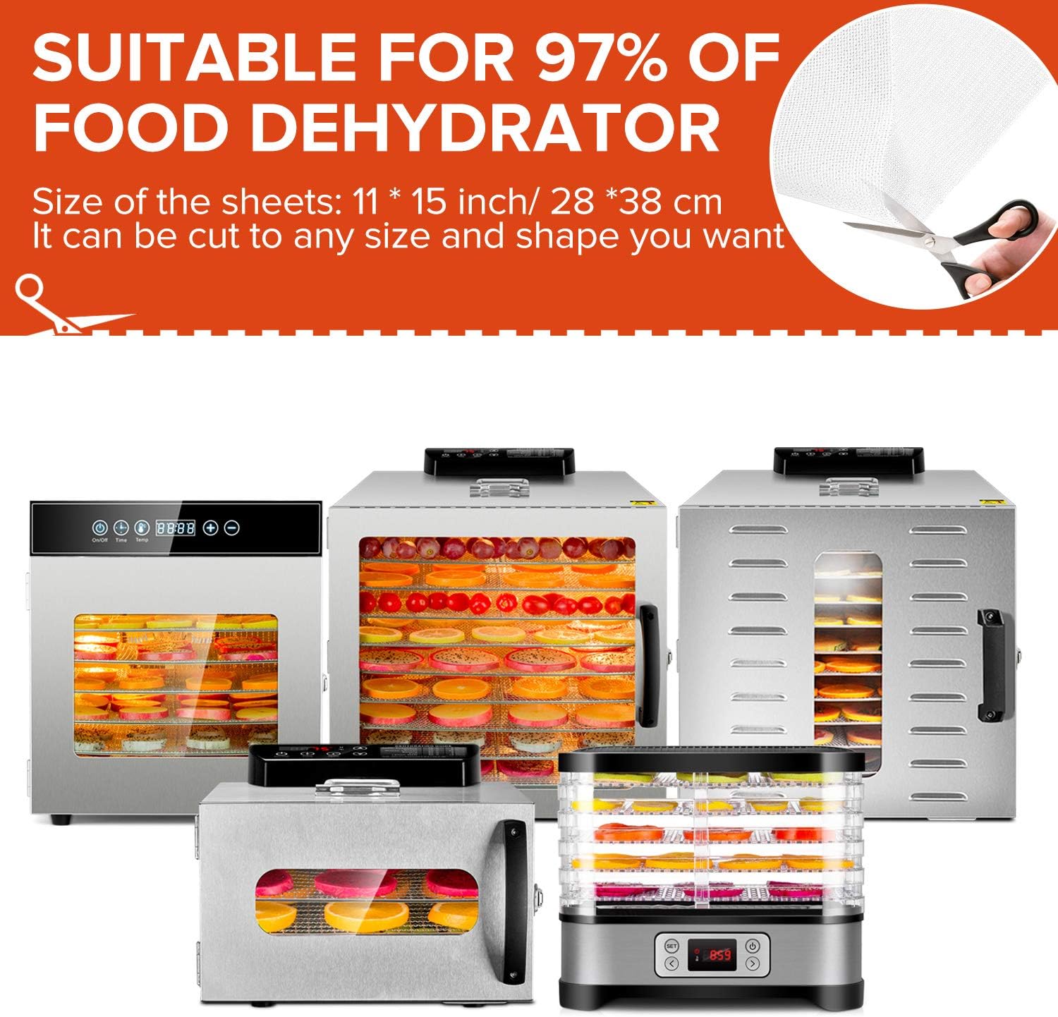 Kwasyo Food Dehydrator Stainless Steel 8 Trays Temperature Regulator 30-90°C 24H Timer Function BPA Free Dehydrator for Fruit, Meat, Vegetables