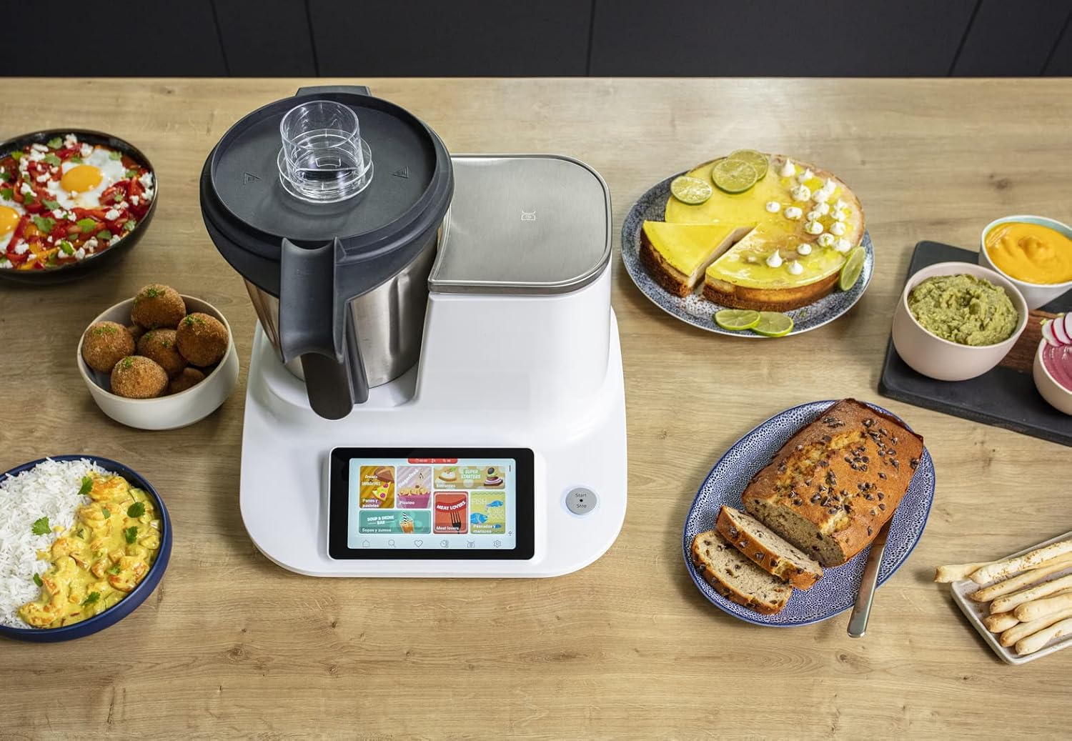 Moulinex Clickchef Compact Multi-Function Cooker, 3.6 L, 1400 W, 5 Programs, 32 Functions, Built-in Kitchen Scale, Steamer, Mixer HF456810 [Control Screen]