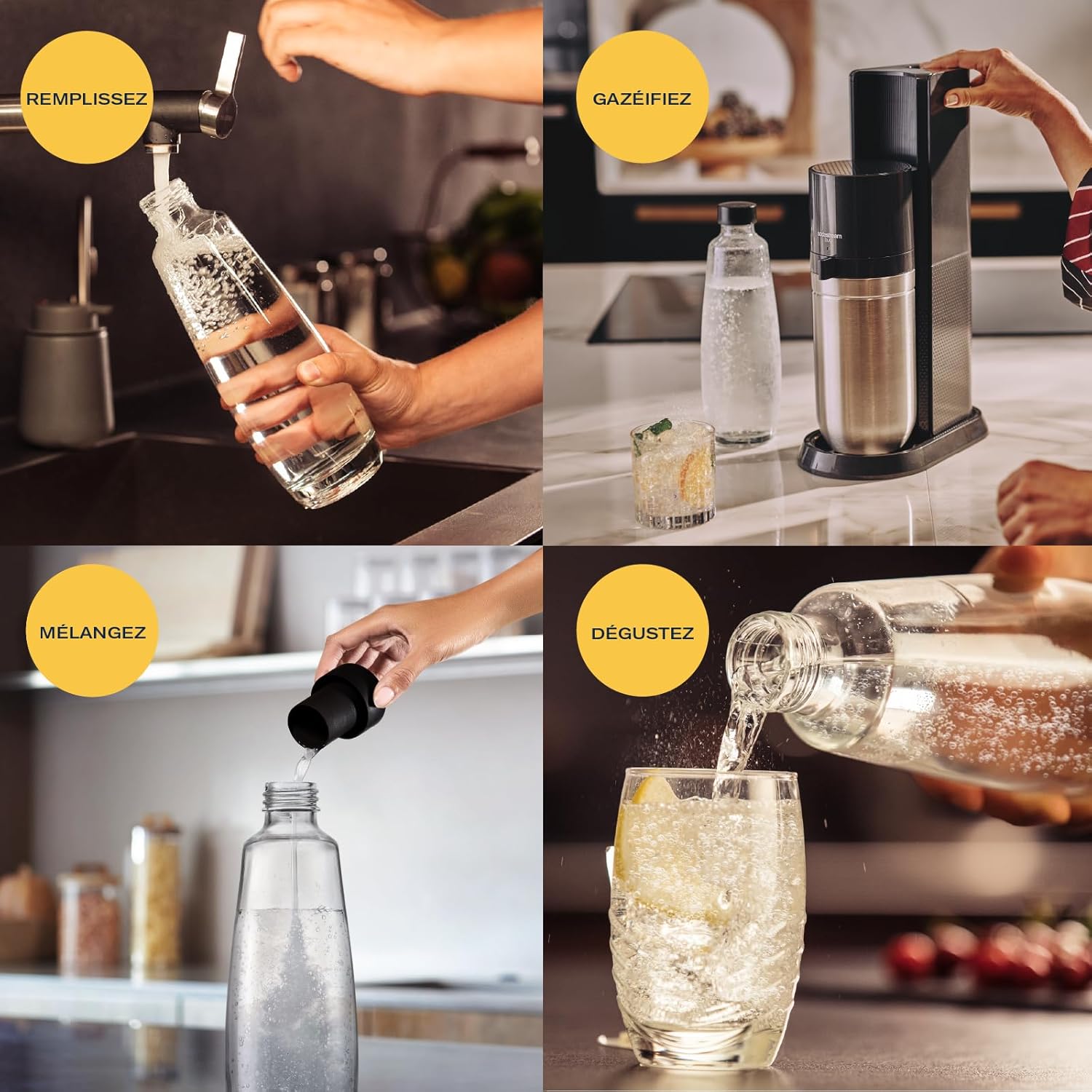 SodaStream Duo Sparkling Water Machine for Glass Jug | Pack of 2 Glass Jugs 1L + 1 Bottle 1L Dishwasher Safe + 1 60L Gas Refill Clip On | Black [Amazon Exclusive]