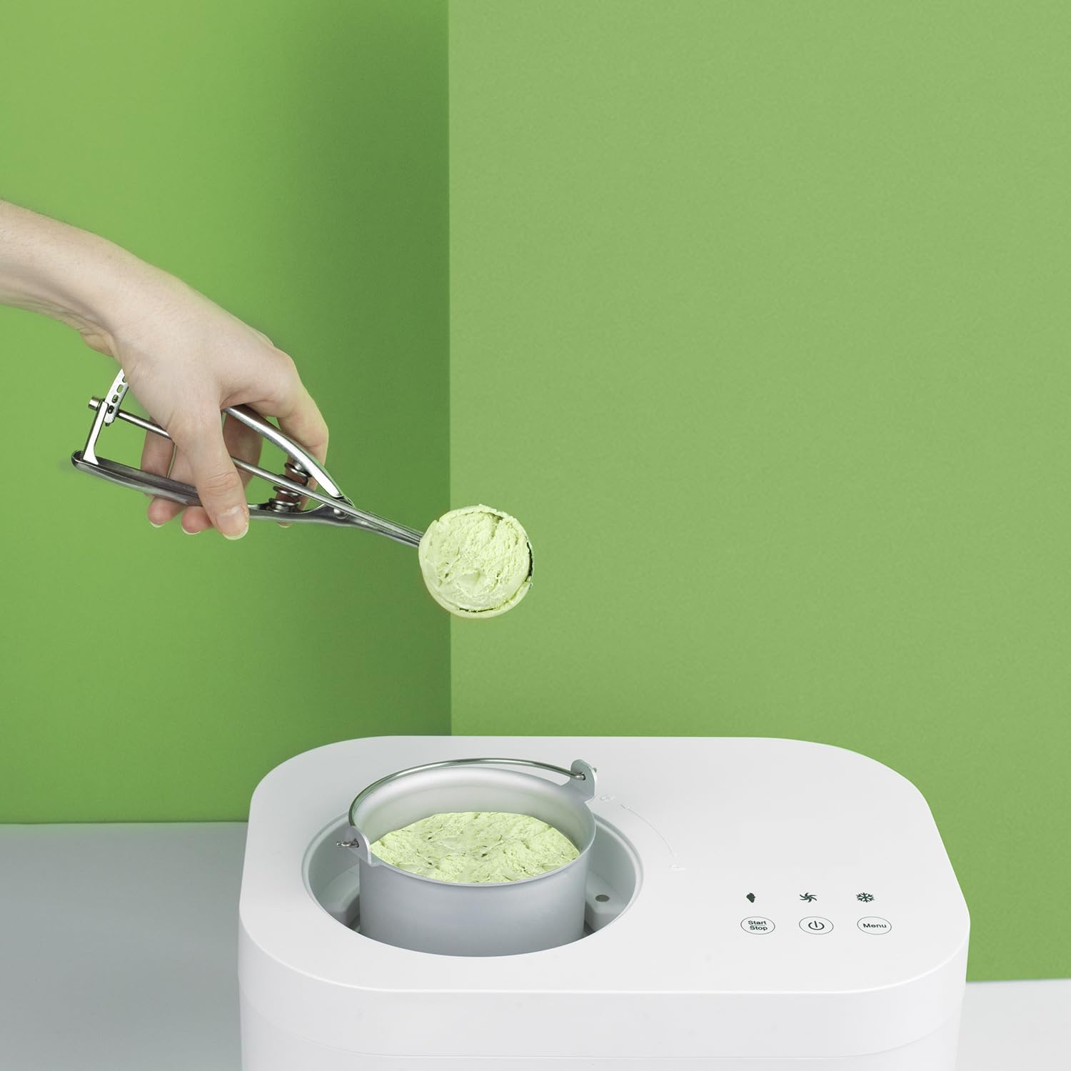 H.Koenig Professional Ice Cream Maker HF320, Electric Ice Maker 2L, 180 W, Refrigerant & Cold Maintenance - Sorbet and Ice Cream
