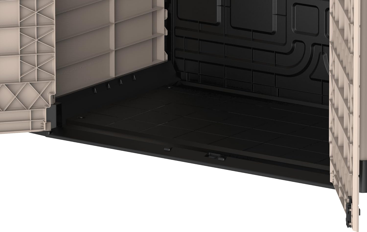 Duramax StoreAway 1200L Plastic Garden Shed/ Flat Lid, Outdoor Storage Shed, Wheelie Bin Hideaways, Wheelie bin box, Durable Construction, Ideal for Bikes, BBQs & 2x 240L Bins, 145x85x125 cm, Brown
