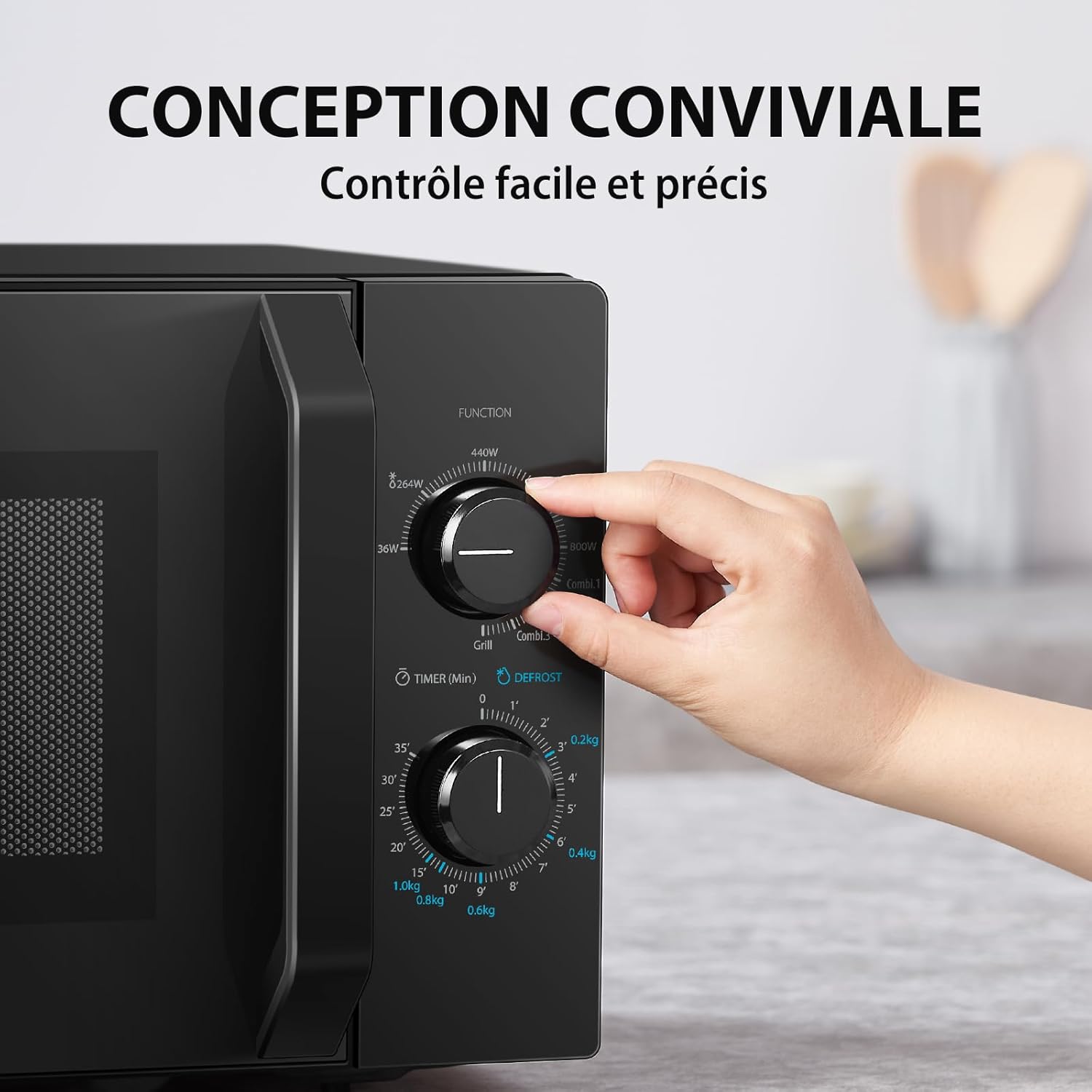 Toshiba Micro-ondes 20L MW2-MM20P(BK), Micro-ondes sur Pied, 800W, 5 Niveaux de Puissance, avec Décongélation Facile, éclairage LED à l'intérieur, Noir
