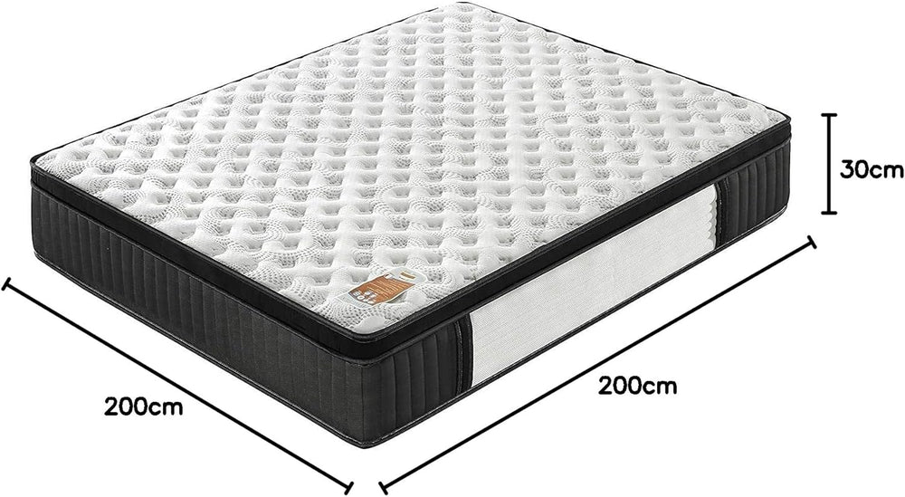 sensoreve November- Matelas Elekctra 140x190cm- Épaisseur 30cm- Hybride: Ressorts ensachés+Mousse Mémoire de Forme - Soutien Tonique & indépendance de Couchage-Label SANITIZED(Anti bactérien/acarien)
