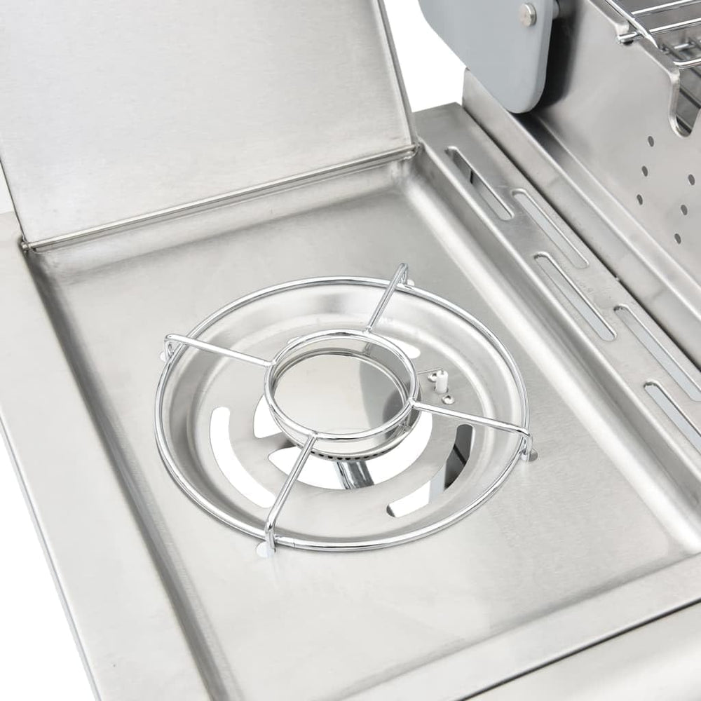 Furniture Select-Barbecue à gaz avec 4 brûleurs en acier inoxydable Argenté