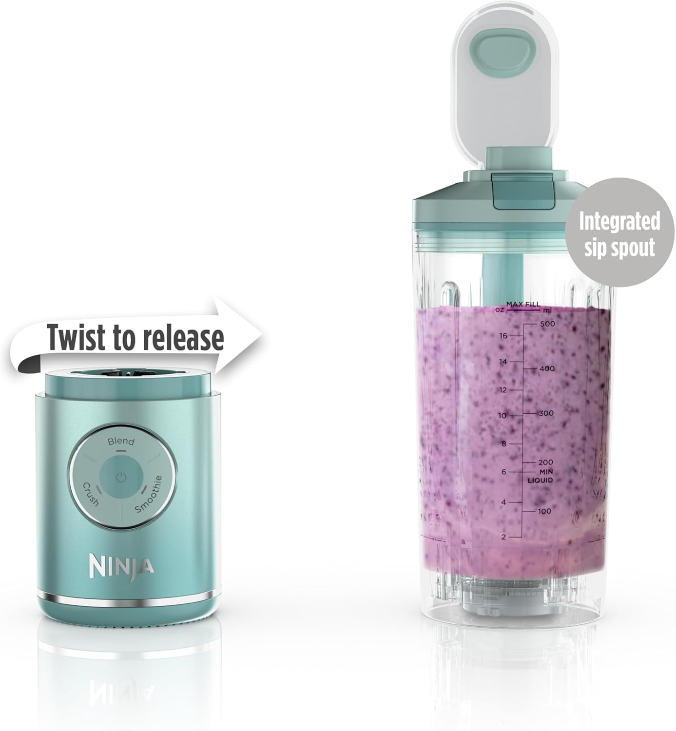 Ninja Blast Max, Portable Blender + Twist & Go, Personal Smoothie, Blend, Ice Crush, 3 Programs, Cordless, 22 oz removable Vessel, Dishwasher Safe, Leakproof, Navy, BC251NV