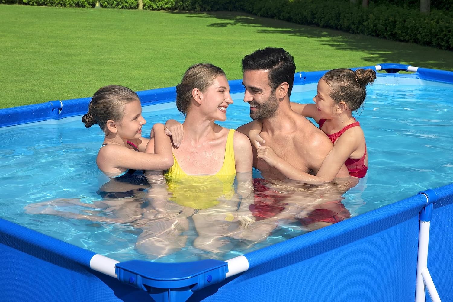 Bestway Steel Pro Frame Piscine carrée sans pompe en acier Bleu 400 x 211 x 81 cm bleu 56405