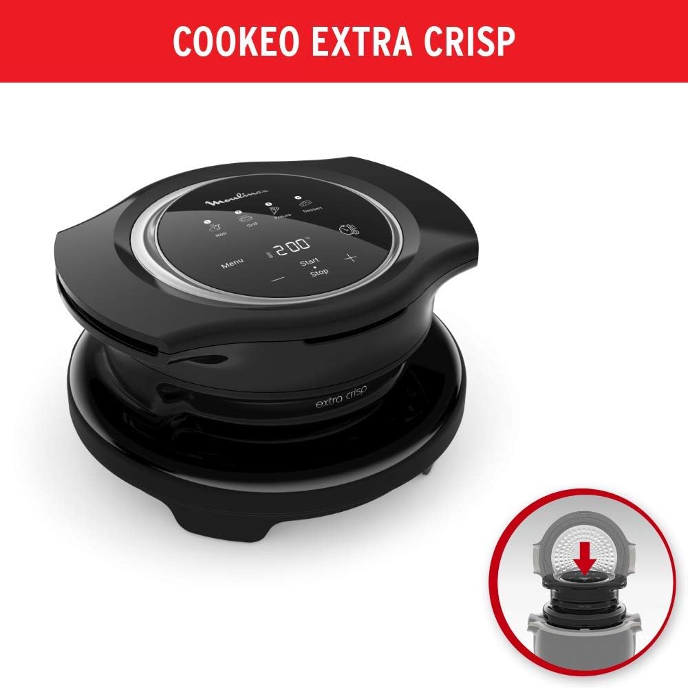 Moulinex, Cookeo Multicuiseur intelligent 6L, 150 recettes intégrées, Cuisson sans surveillance, Ecran intuitif, Guide de cuisson, Application MyMoulinex, 1600W, Blanc, 15 ans réparabilité