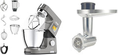 Kenwood Titanium Chef Patissier XL KWL90.034SI, Robot Patissier Balance Intégrée, Batteur K, Pétrin, Fouet, Batteur Souple, Deux Bols, Couvercle Anti-Projections, 1400W, Acier, Argent