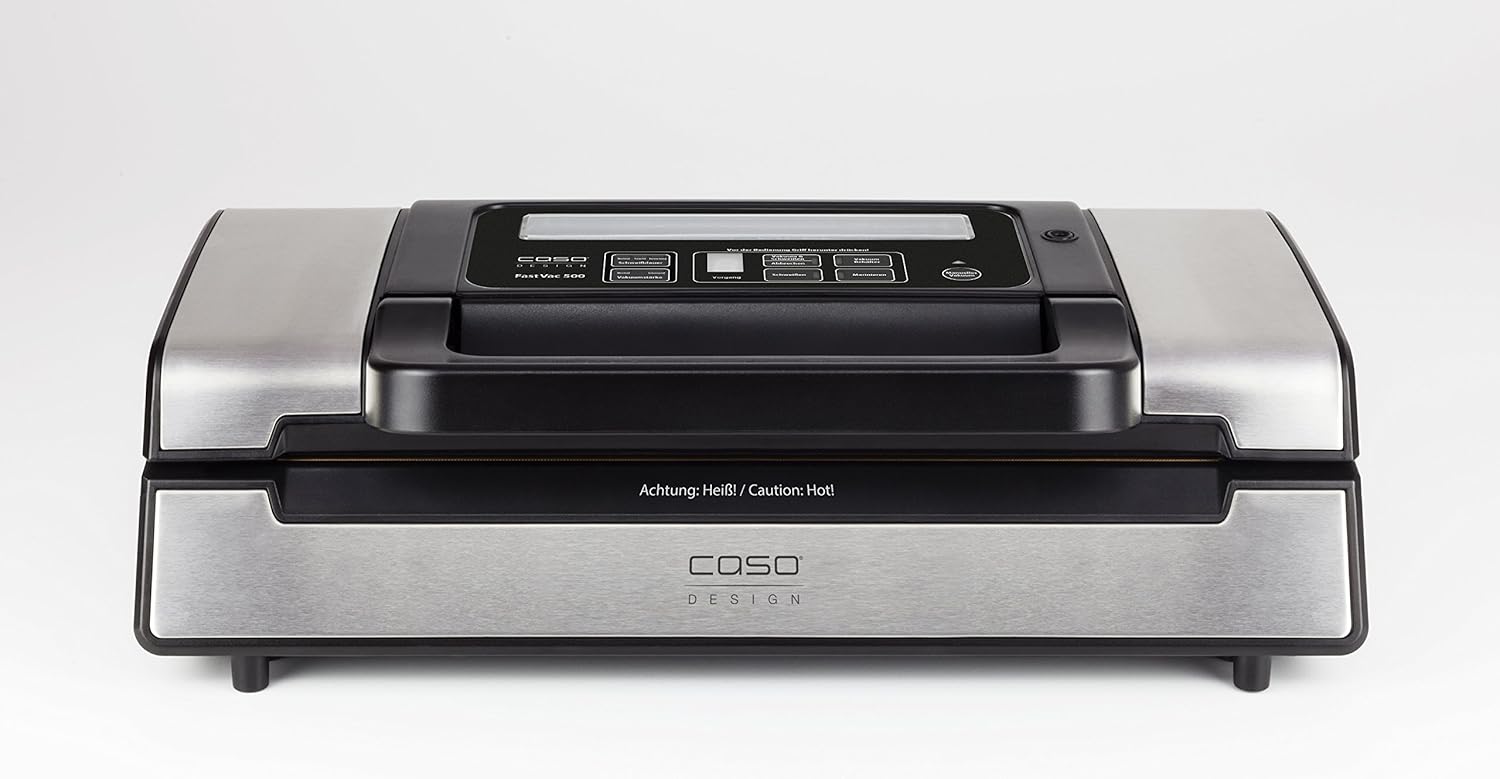 Caso FastVac 500, Professional Commercial Vacuum Sealer, Stainless Steel, Double Piston Pump, 15 Litres/Minute, Includes 2 Free Foil Rolls
