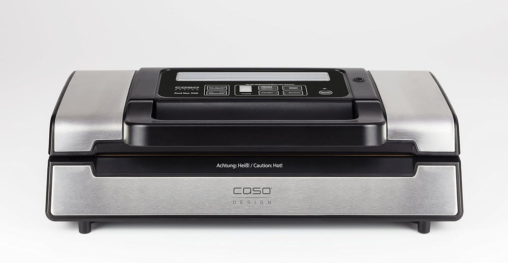 Caso FastVac 500, Professional Commercial Vacuum Sealer, Stainless Steel, Double Piston Pump, 15 Litres/Minute, Includes 2 Free Foil Rolls