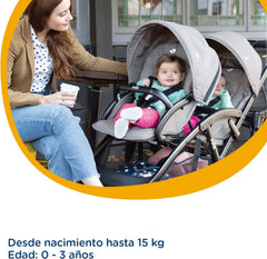 Joie - Evalite™ Duo - Poussette Double - Siège Arrière Inclinable À Plat - Pliage Facile & Compact - Compatible Sièges Auto - Suspension 4 Roues - Harnais 5 Points SoftTouch - Dès la naissance