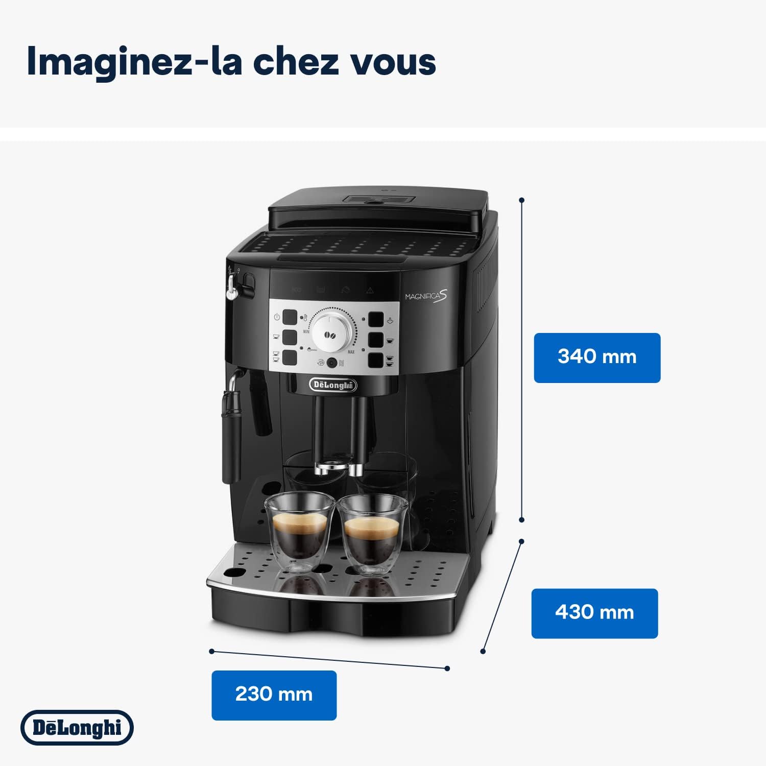 De'Longhi Magnifica S ECAM11.112.B, Automatic Coffee Machine / Espresso Bean to Cup with Milk Nozzle, with 4 One-Touch Recipes, Soft-Touch Control Panel, 1450 W, Black