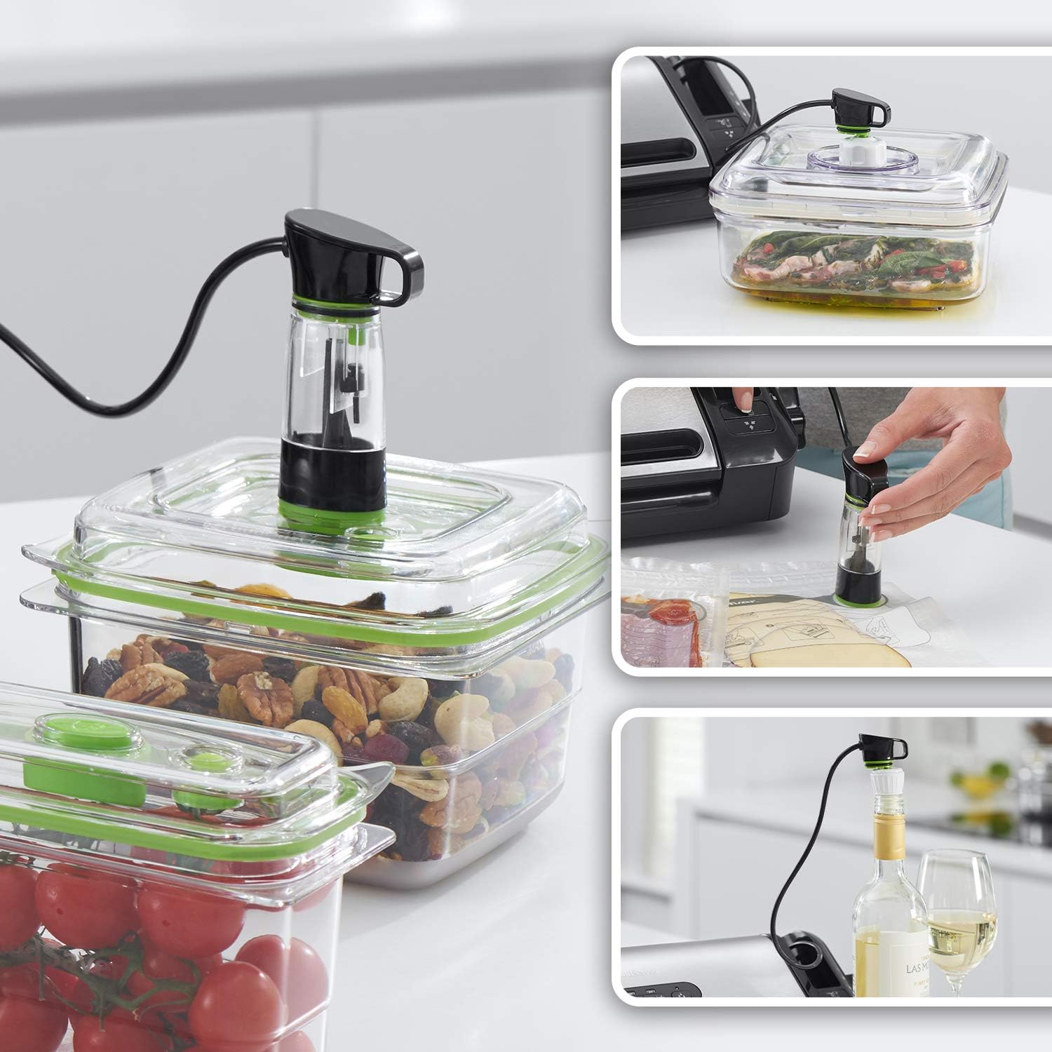 FoodSaver Machine Sous Vide avec compartiment de rangement pour rouleau et cutter, fonction marinade, inclus sacs de mise sous vide assortis et adaptateur intégré [FFS017X ]