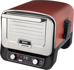 Ninja Woodfire Four à pizza extérieur électrique 8-en-1, rotissoire & fumoir barbecue avec grille, plaque pro-heat, pierre à pizza, granulés de bois et pelle, 6 réglages, orange foncé OO101EU