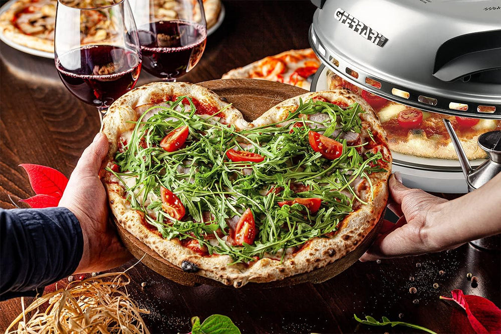 G3 Ferrari G10006 Pizza Express Delizia, 1200 W Pizza Oven, Adjustable Thermostat up to 400°C, Cooks Tasty Pizza in 5 Minutes, Double Resistance, Recipe Book and Spatulas Included - Black