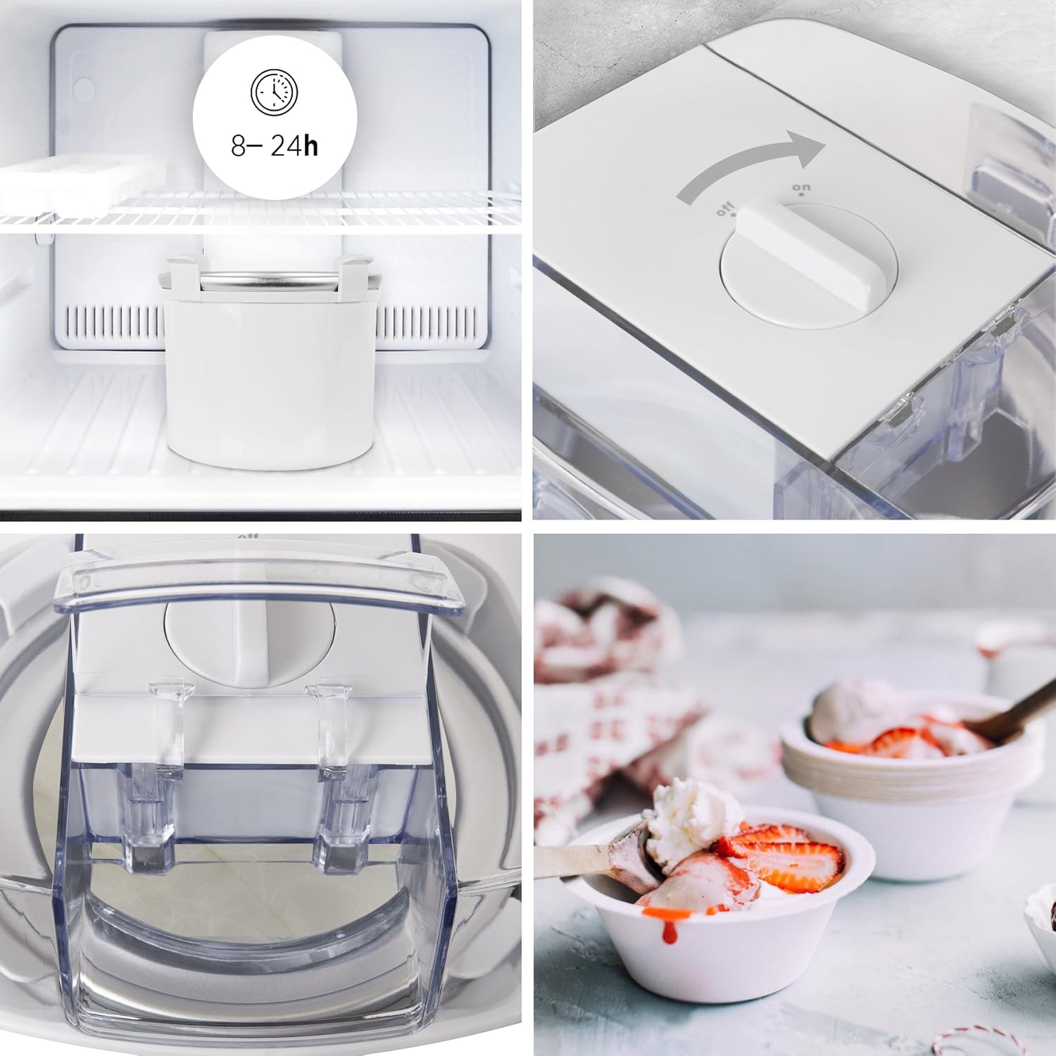 Duronic IM540 Machine à glace et sorbetière électrique Cuve amovible en inox de 1,5 litres Turbine idéale pour créer des glaces sorbets yaourts glacés crèmes glacée et desserts faits maison