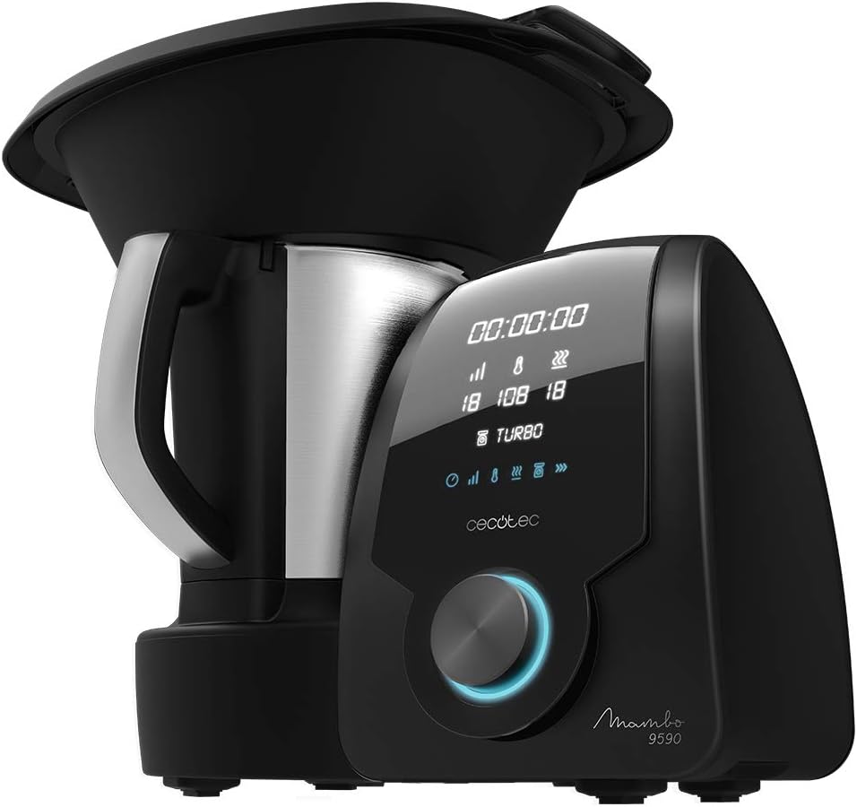 Cecotec Robot de Cuisine Mambo Black. 23 Fonctions, 10 Niveaux de Température, 1700W, 2,5 kg de Pâte, Cruche de 3,3L, 10 Vitesses, Minuterie, Température Réglable de 37 °C à 120 °C
