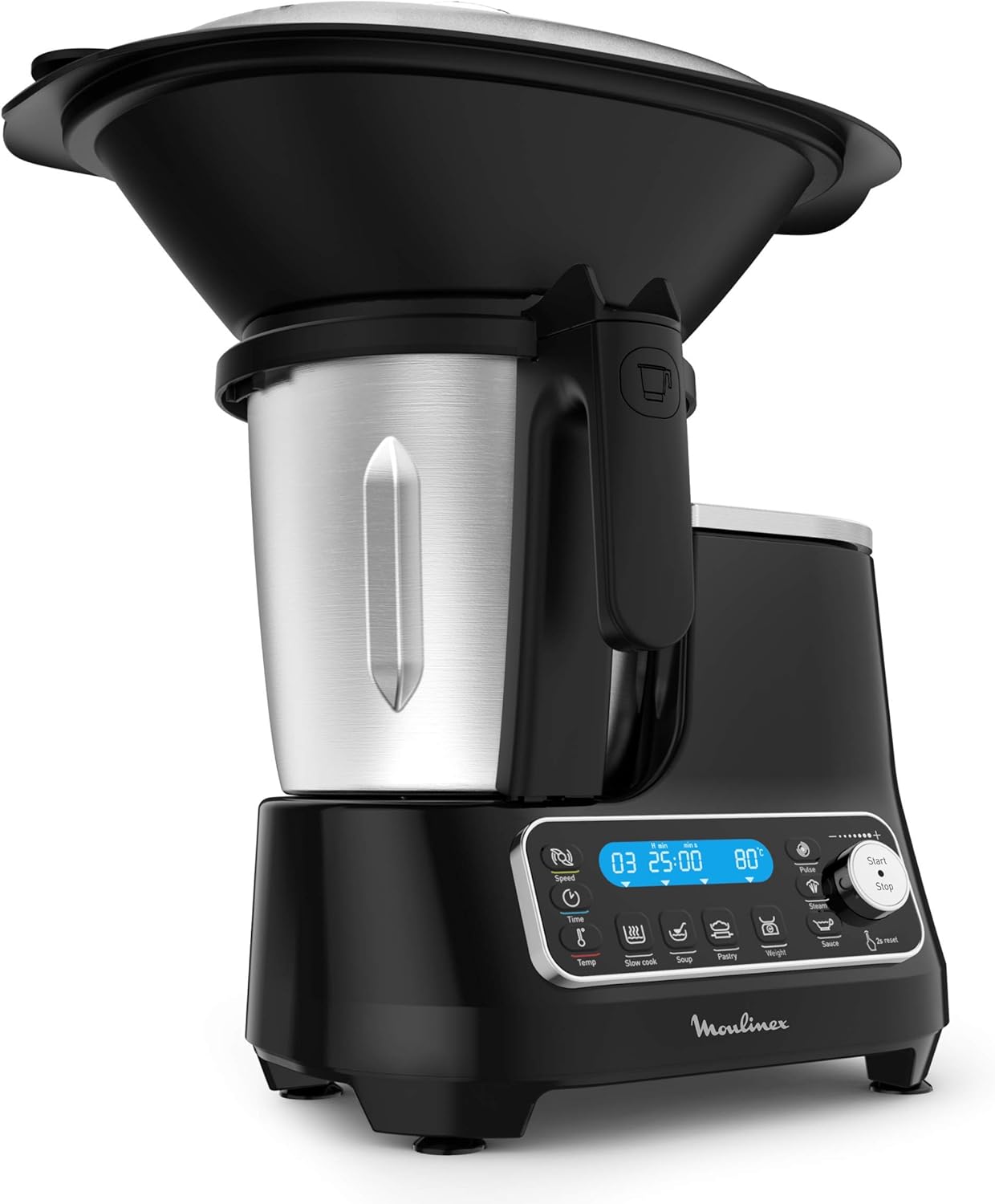 Moulinex Clickchef Compact Multi-Function Cooker, 3.6 L, 1400 W, 5 Programs, 32 Functions, Built-in Kitchen Scale, Steamer, Mixer HF456810 [Control Screen]