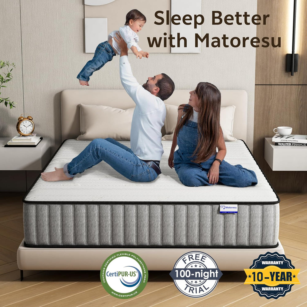 Matoresu Double Mattress 160 x 190 cm Memory Foam Height 25 cm Medium Rigid H3 Ergonomic 7 Zone Cold Foam Comfortable Breathable Fabric Cover