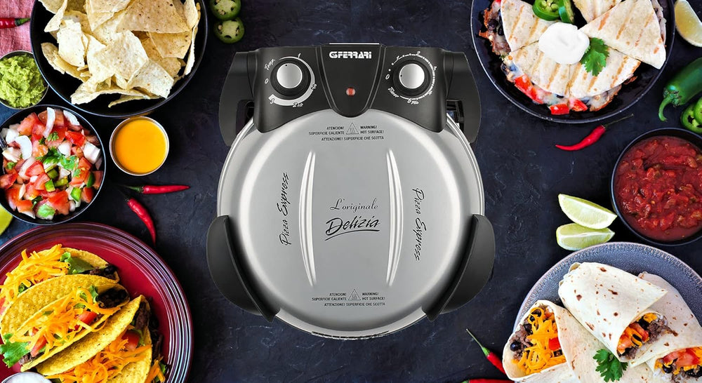 G3 Ferrari G10006 Pizza Express Delizia, 1200 W Pizza Oven, Adjustable Thermostat up to 400°C, Cooks Tasty Pizza in 5 Minutes, Double Resistance, Recipe Book and Spatulas Included - Black