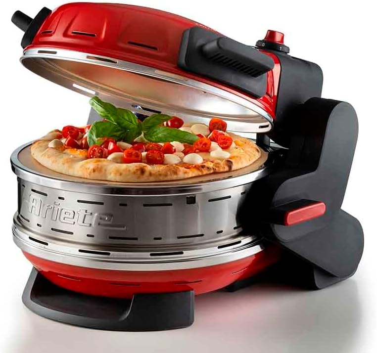 Ariete Pizza Oven 918, Pizza 4 Minutes, 5 Cooking Levels, Refractory Plate for Heating, Wooden Blades Included, Maximum Temperature 400°C, 1200W, White