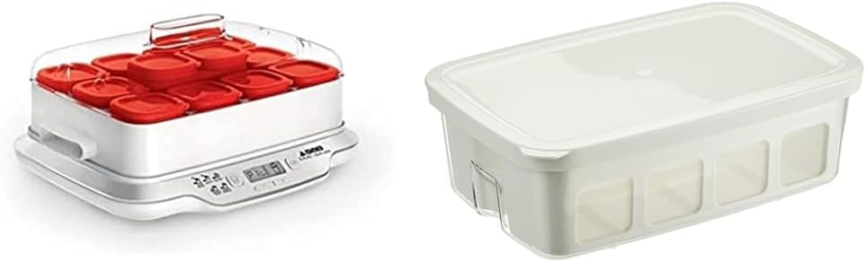 Seb Yogurt Maker 12 Jars, Glass Jars 140 ml, 5 Automatic Programs, BPA-Free, Compact, Homemade Yogurt & XF101001 Delices Box Box 1 L Tray White Yogurt-Cheese with Drainer