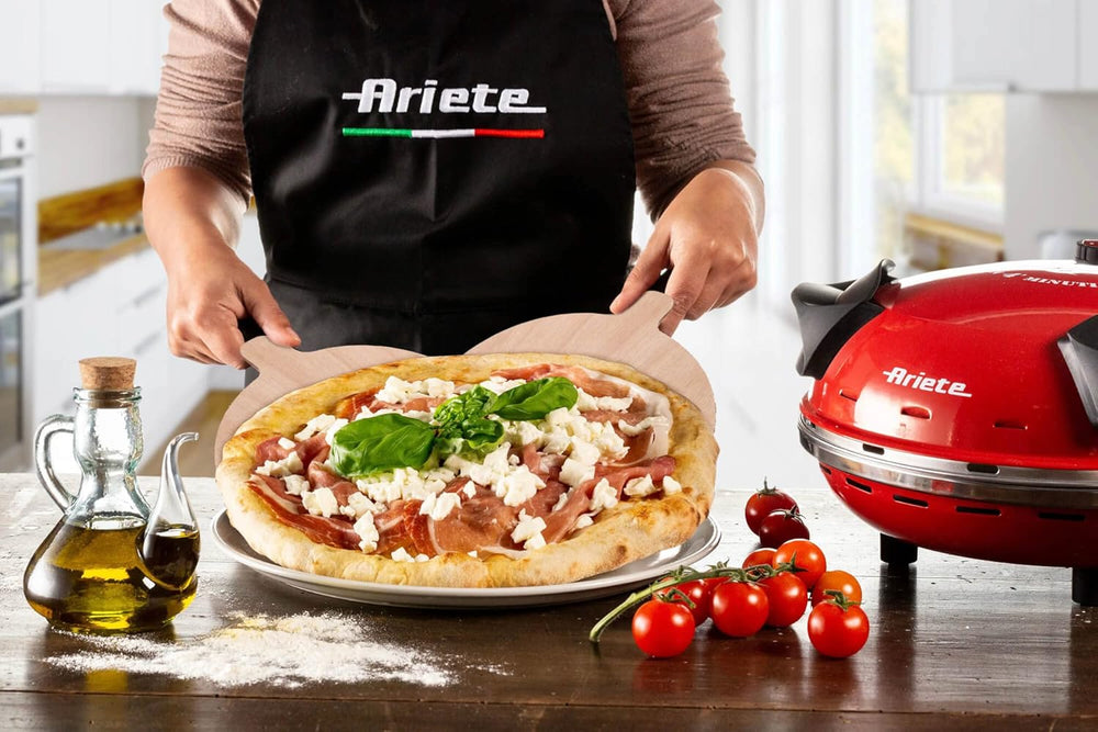 Ariete Pizza Oven 918, Pizza 4 Minutes, 5 Cooking Levels, Refractory Plate for Heating, Wooden Blades Included, Maximum Temperature 400°C, 1200W, White