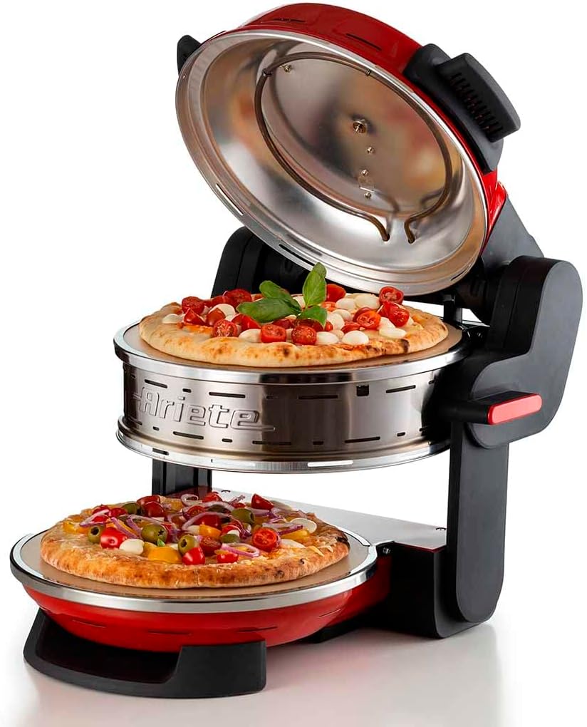 Ariete Pizza Oven 918, Pizza 4 Minutes, 5 Cooking Levels, Refractory Plate for Heating, Wooden Blades Included, Maximum Temperature 400°C, 1200W, White
