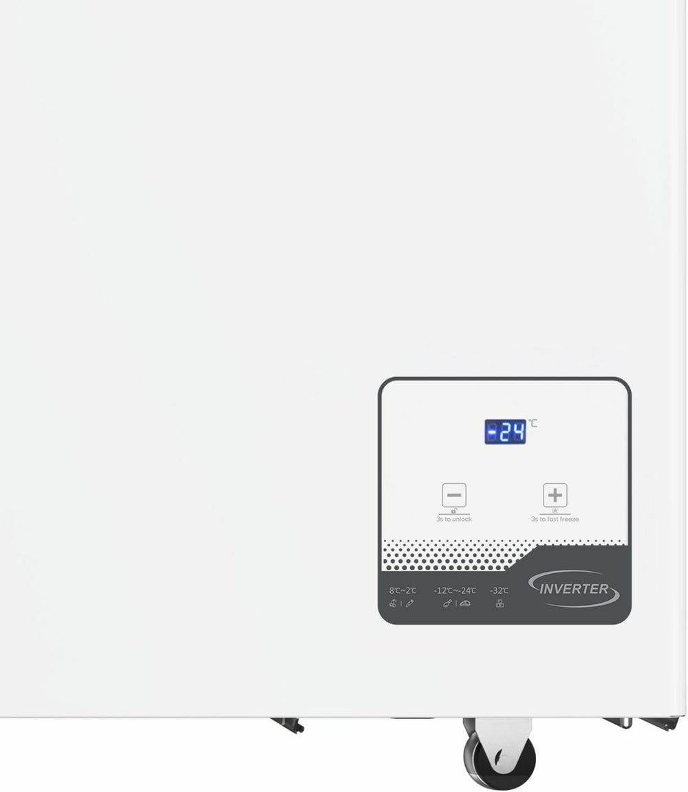 METRO Professional Congélateur bahut GHF2700S, acier, 188 x 73.5 x 94.5 cm, 700 L, 125 W, 3 paniers, éclairage LED, avec serrure, blanc/gris