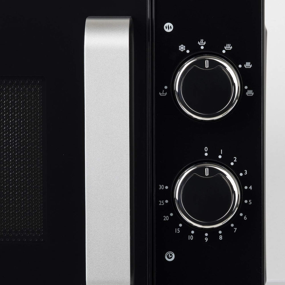 H.Koenig Four à Micro-ondes Compact Digital 20L VIO2, 700W, Plateau tournant 24,5cm, Multifonction Programmable 6 niveaux de chauffe, Décongélation et Express, Minuterie 60min, Effet mirroir noir