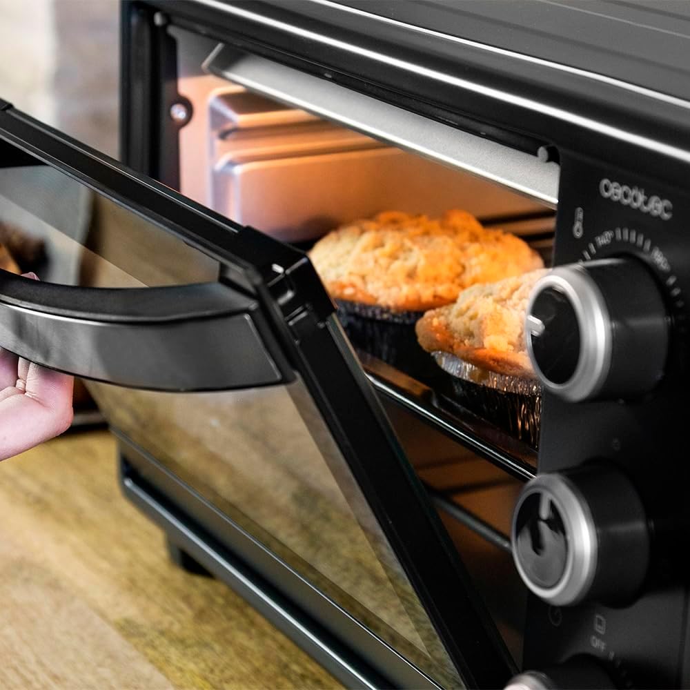 Cecotec Bake&Toast 4600 Black Gyro Countertop Oven, 46 L, 2000 W, 12 Combinable Heating Functions, Includes Rotating Spindle, Crumb Catcher Tray.