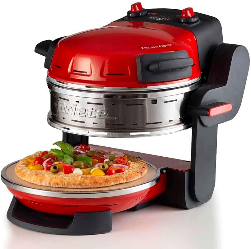Ariete Pizza Oven 918, Pizza 4 Minutes, 5 Cooking Levels, Refractory Plate for Heating, Wooden Blades Included, Maximum Temperature 400°C, 1200W, White