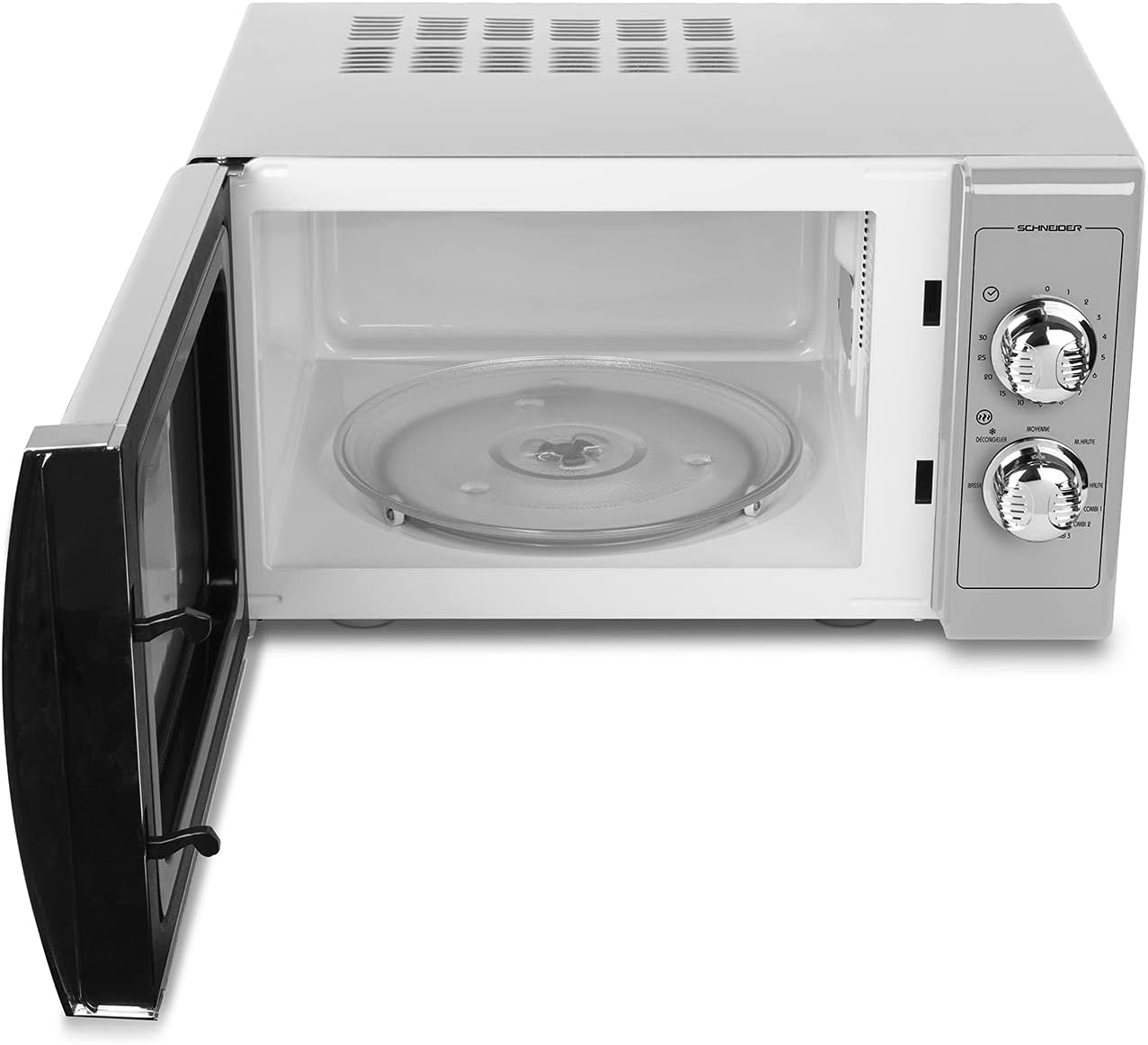 SCHNEIDER - SMW25VMS - Microwave - Grill - 25 liters - 900 watts - Vintage - Timer - Silver
