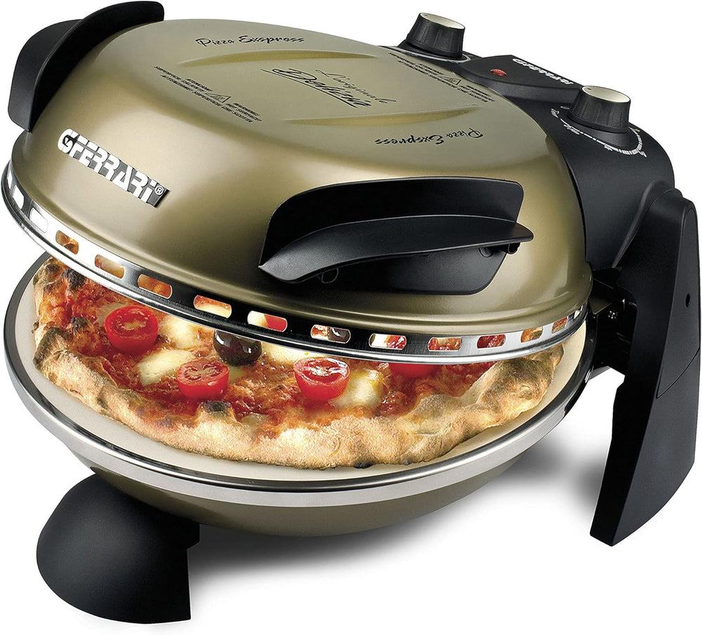 G3 Ferrari G10006 Pizza Express Delizia, 1200 W Pizza Oven, Adjustable Thermostat up to 400°C, Cooks Tasty Pizza in 5 Minutes, Double Resistance, Recipe Book and Spatulas Included - Black