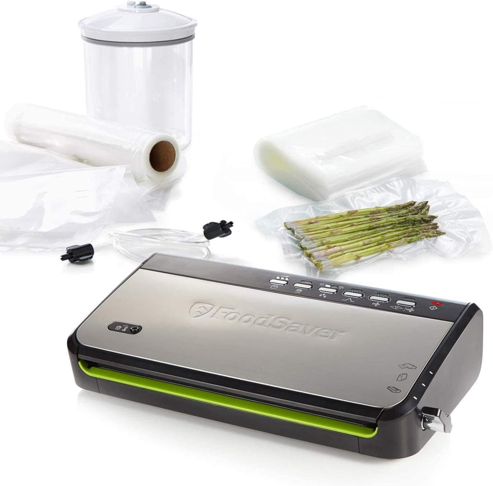 FoodSaver FFS005X Machine sous Vide avec Compartiment de Rangement pour Rouleau et Cutter, Fonction Pulse pour Aliments Fragiles, Inclus Accessoires et Sacs de Mise sous Vide Assortis