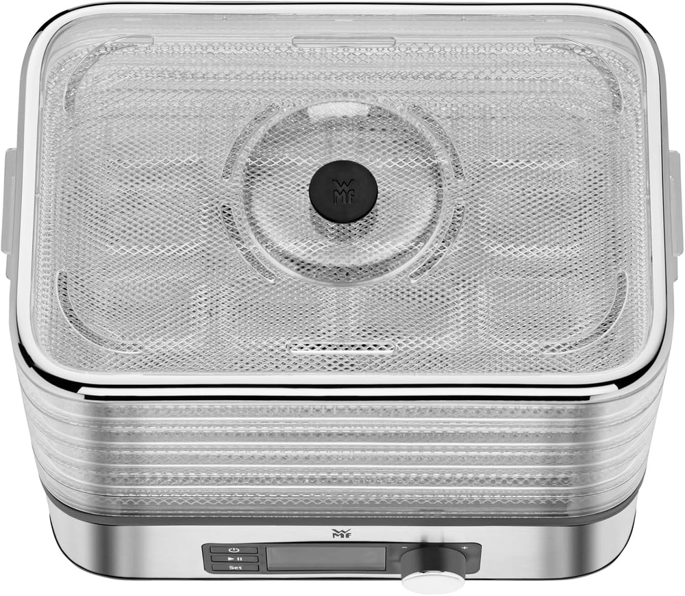 WMF KITCHENminis Dehydrator, 400 W, Stainless Steel, 5 Trays BPA Free, Programmable Dried Fruits, Vegetables, Dehydrated Mushrooms, Cereal Bars, Cromargan 0415250011