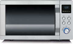 SEVERIN Four à micro-ondes 30 L, 2 500 W, avec fonction gril et chaleur tournante, avec 5 niveaux de puissance, 10 programmes automatiques, Inox/Noir, MW 7775