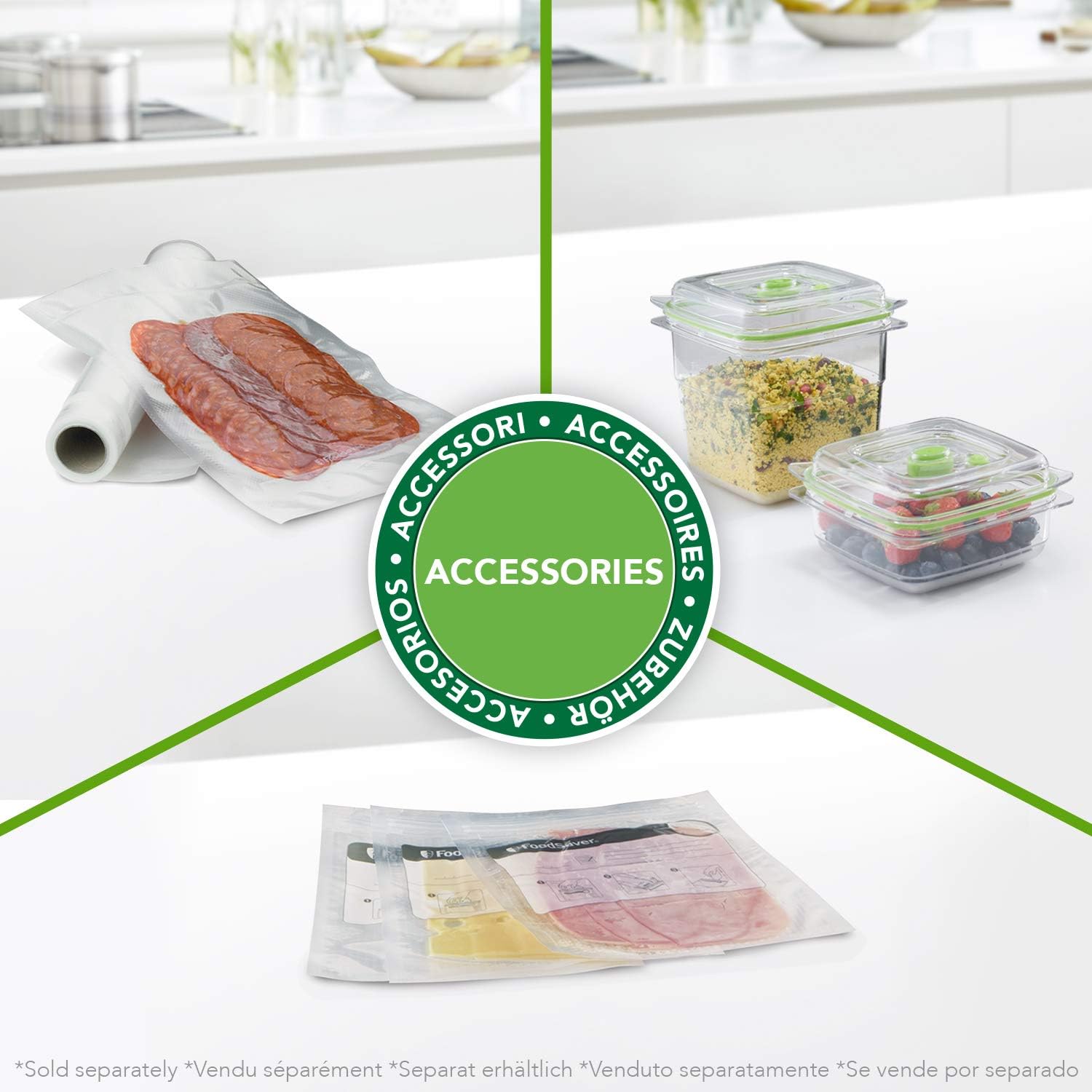 FoodSaver Machine Sous Vide avec compartiment de rangement pour rouleau et cutter, fonction marinade, inclus sacs de mise sous vide assortis et adaptateur intégré [FFS017X ]
