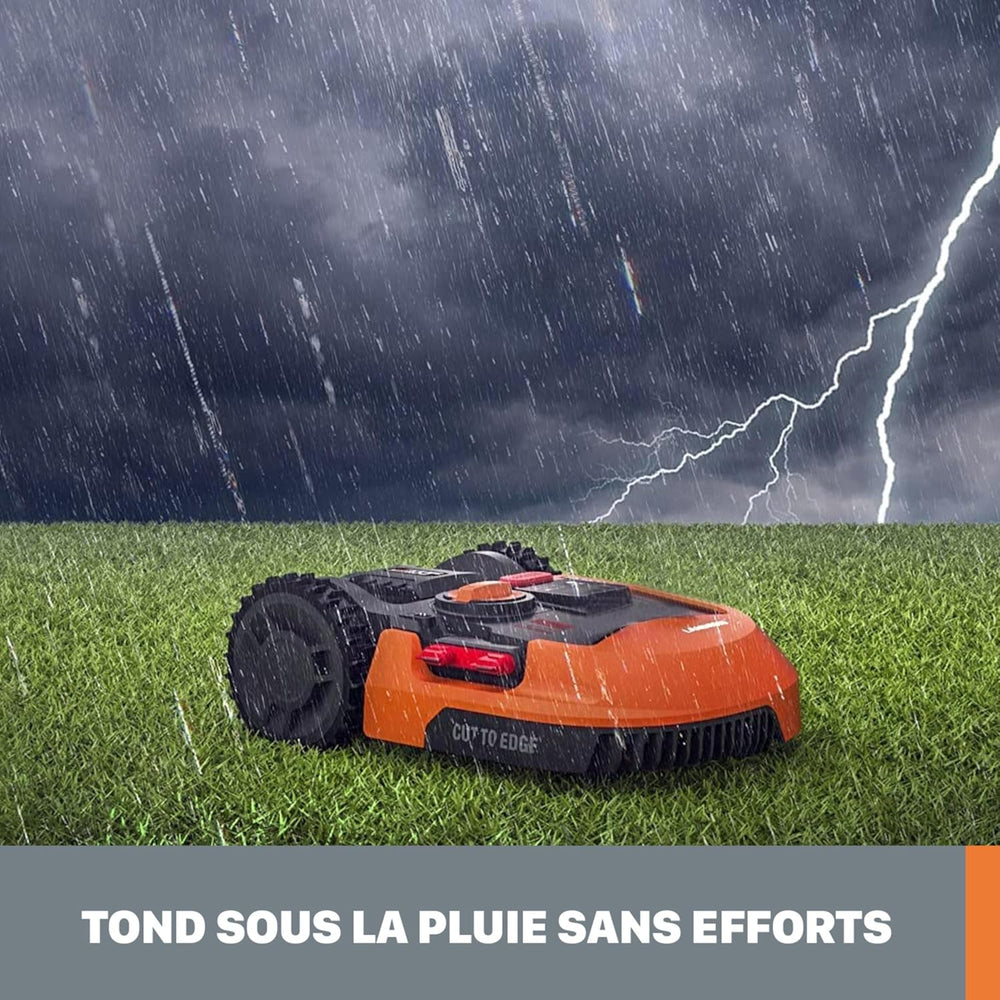 WORX LANDROID Vision WR206E.1, Robot Tondeuse sans Fil périphérique 600 m² Surf.Max 700 m², Installation en 30 Min, Caméra 4K + IA Adaptative, évite Tous Les Obstacles, Coupe des Bordures, Multizone