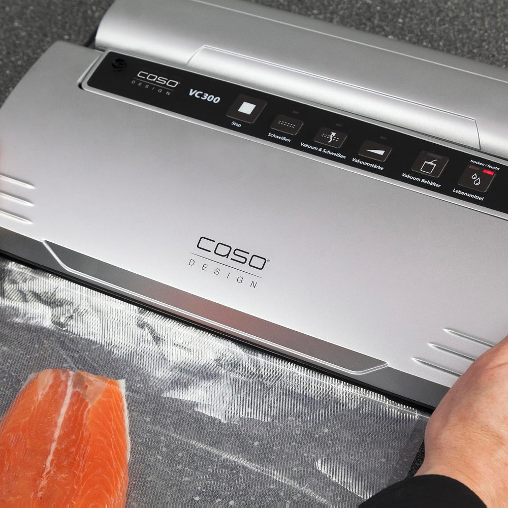 CASO VC300 Vacuum Sealer 8x Longer Freshness, Double Welding, Adjustable Vacuum Thickness, with Film Box, Cutter, 2 Rolls of Professional Film, Flexible