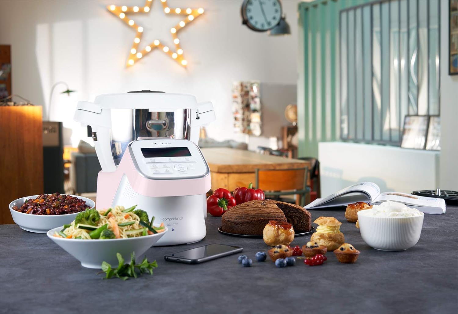 Moulinex i-Companion XL Edition Pâtisserie, 1550 W, Recettes illimitées, Température entre 30° et 150°, Capacité utile 3 L (10 pers), 12 accessoires dont 6 de pâtisserie, Fabriqué en France HF90E700
