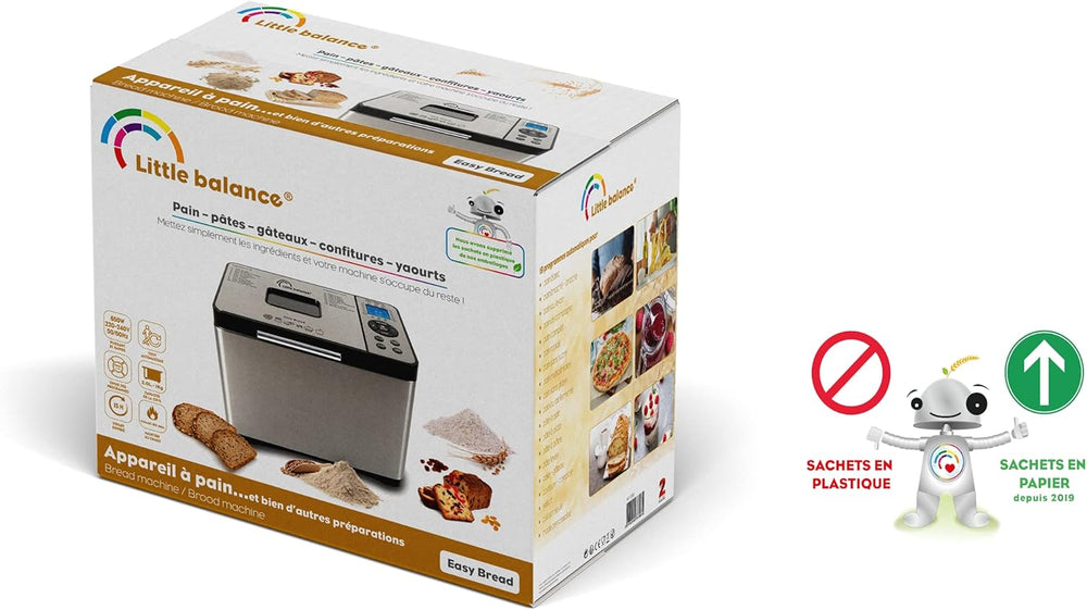 Little balance 8398 Easy Bread, Bread maker, baguettes, buns, 19 programs, Up to 1 kg, All Stainless Steel