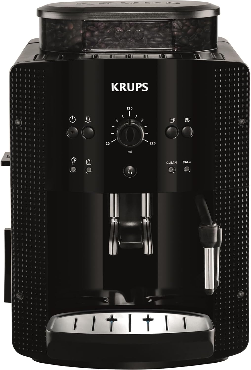 Krups EA8108 fully automatic coffee machine (automatic cleaning, 2 cup function, milk system with CappucinoPlus nozzle, 15 bar, coffee machine, espresso) black