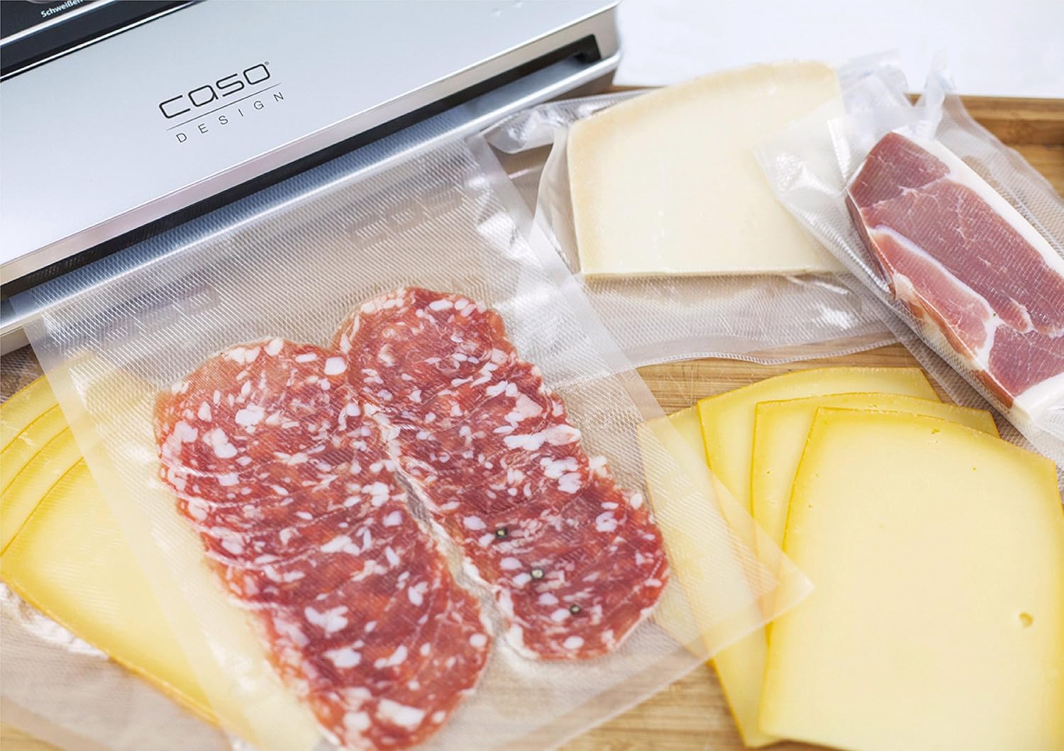 Caso FastVac 500, Professional Commercial Vacuum Sealer, Stainless Steel, Double Piston Pump, 15 Litres/Minute, Includes 2 Free Foil Rolls
