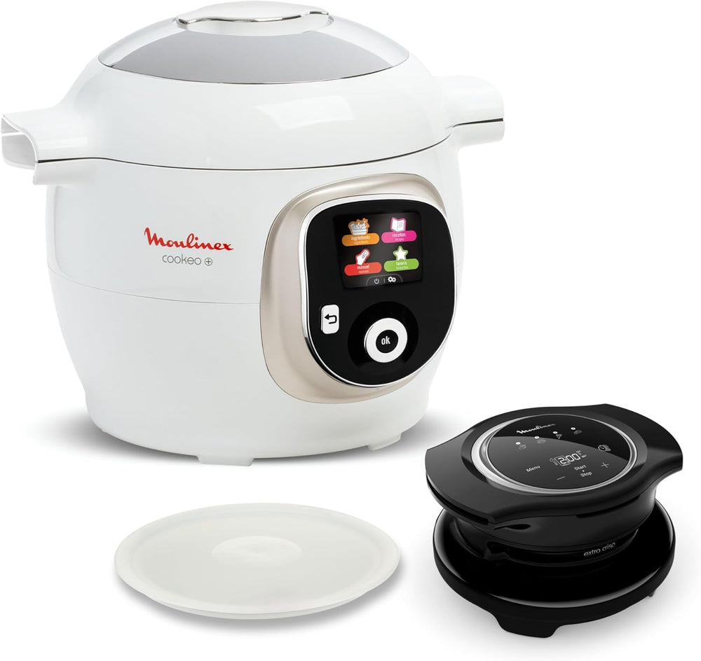 Moulinex, Cookeo Multicuiseur intelligent 6L, 150 recettes intégrées, Cuisson sans surveillance, Ecran intuitif, Guide de cuisson, Application MyMoulinex, 1600W, Blanc, 15 ans réparabilité