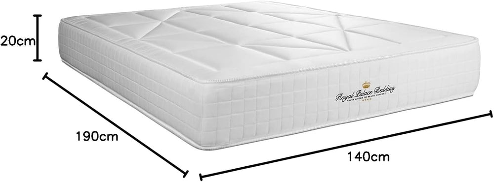 Royal Palace Bedding Windsor Pocket Spring Mattress + Memory Foam Maxi Thickness 140 x 190 cm | Thickness: 26 cm | Comfort: Balanced