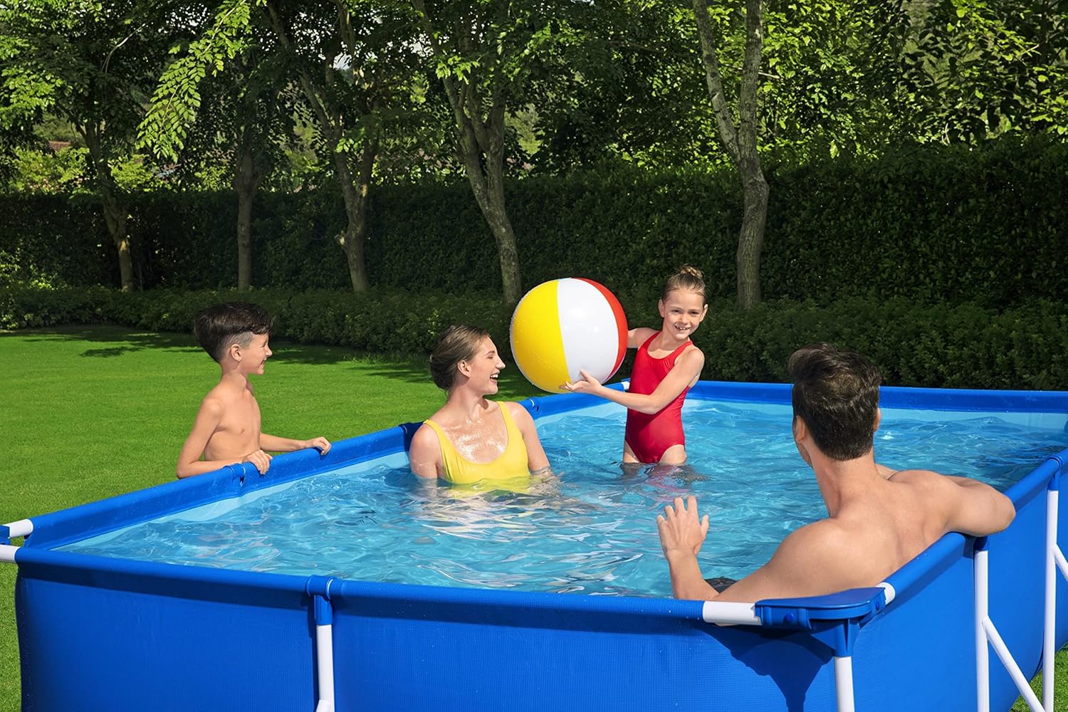 Bestway Steel Pro Frame Piscine carrée sans pompe en acier Bleu 400 x 211 x 81 cm bleu 56405