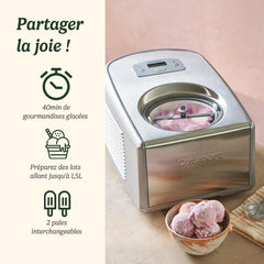 Cuisinart Sorbetière - Fait de la crème glacée, du gelato, du sorbet et du yogourt glacé en 40 minutes - Desserts maison - Facile à utiliser - Acier inoxydable - ICE100BCU
