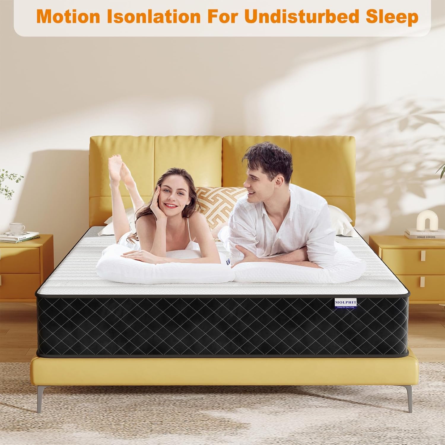 MOLPHIT Oeko-TEX Certified Mattress 90 x 190 cm, Thickness 25 cm, Independent Pocket Sprung Mattress, Adult and Children's Bed Mattress, Single Mattress, Perfect Support, Durable and Quiet