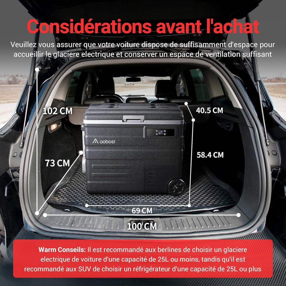 AAOBOSI 45L Glacière à Compresseur, Glaciere Électrique -20℃ à 20℃, Frigo Camion APP&Bouton Contrôle, 12/24V DC et 100-240V AC Glaciere Camping Pour Voiture, Camion, Bateau et Prise De Courant